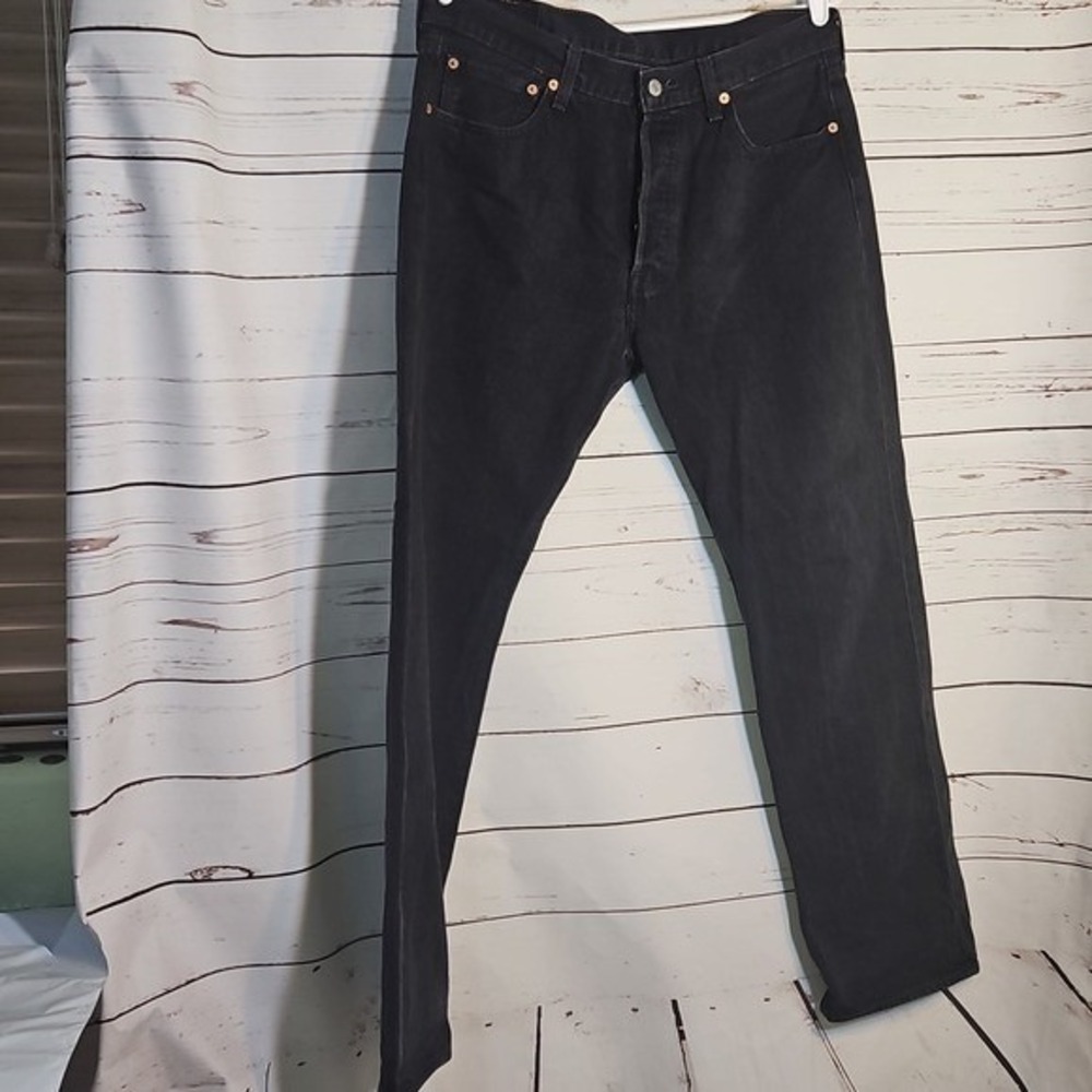 Levi Strauss 501 Black‎ Button Fly Denim Jeans Mens 34x32